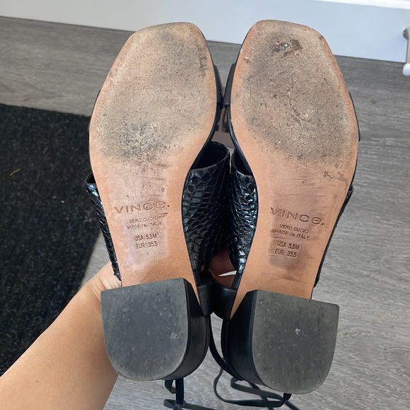 Vince Dunaway Ankle Wrap Black Leather Sandals - Picture 8 of 8